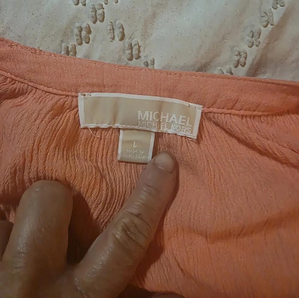 Michael Kors Coral Short-Sleeve Henley Blouse